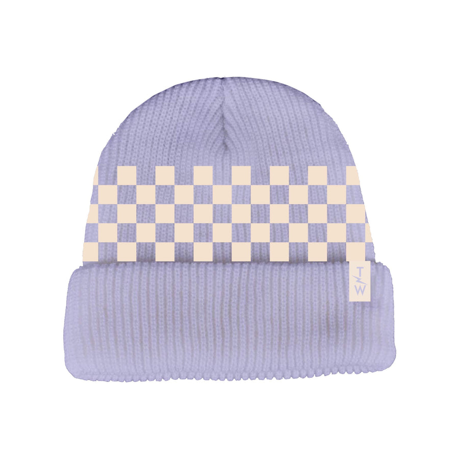 Tiny Whales Check It Beanie, Lilac/Creme |Mockingbird Baby & Kids