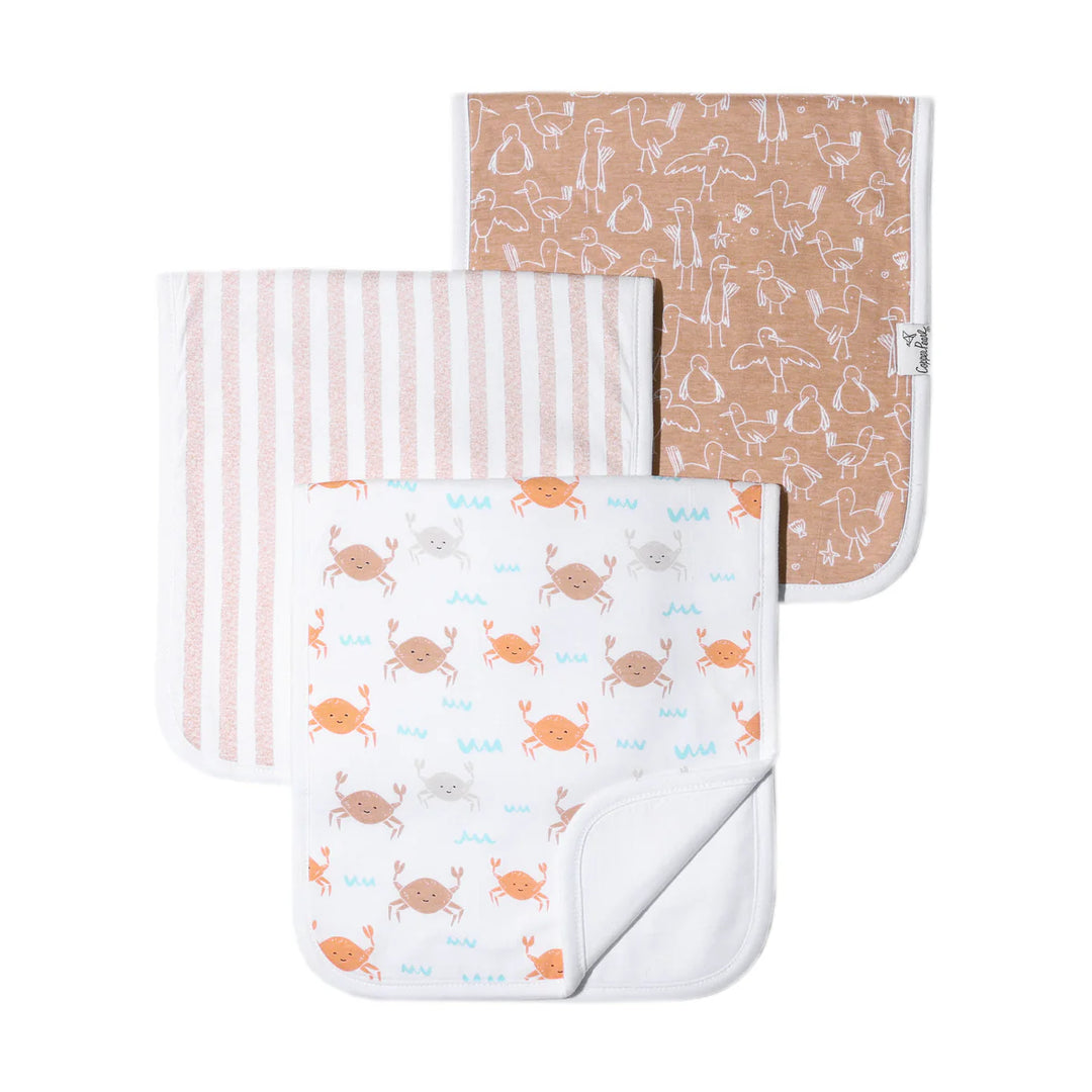 Copper Pearl Tide Burp Cloth Set (3-Pack) |Mockingbird Baby & Kids
