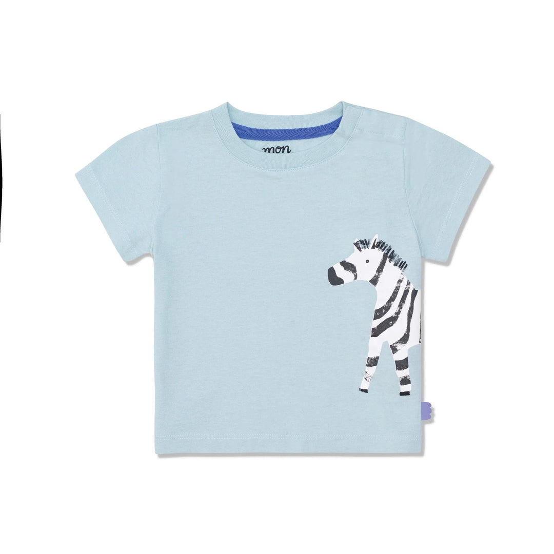 Recycled Zebra Baby T-Shirt, Sterling Blue
