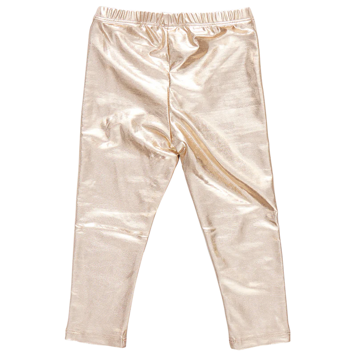 Pink Chicken Lame Legging, Light Gold |Mockingbird Baby & Kids