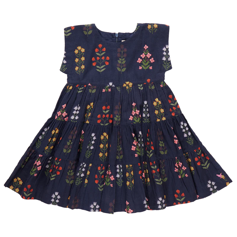 Pink Chicken Peachy Dress, Navy Field Floral |Mockingbird Baby & Kids