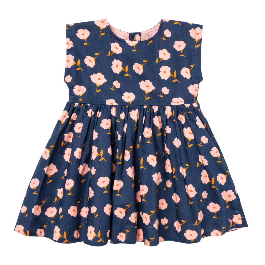 Pink Chicken Adaline Dress, Navy Flower Toss |Mockingbird Baby & Kids
