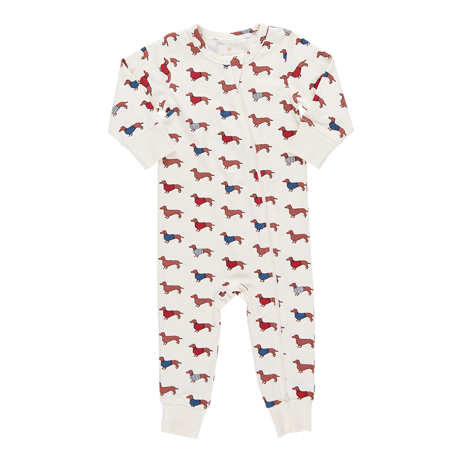 Pink Chicken Organic Romper, Sweater Dogs |Mockingbird Baby & Kids