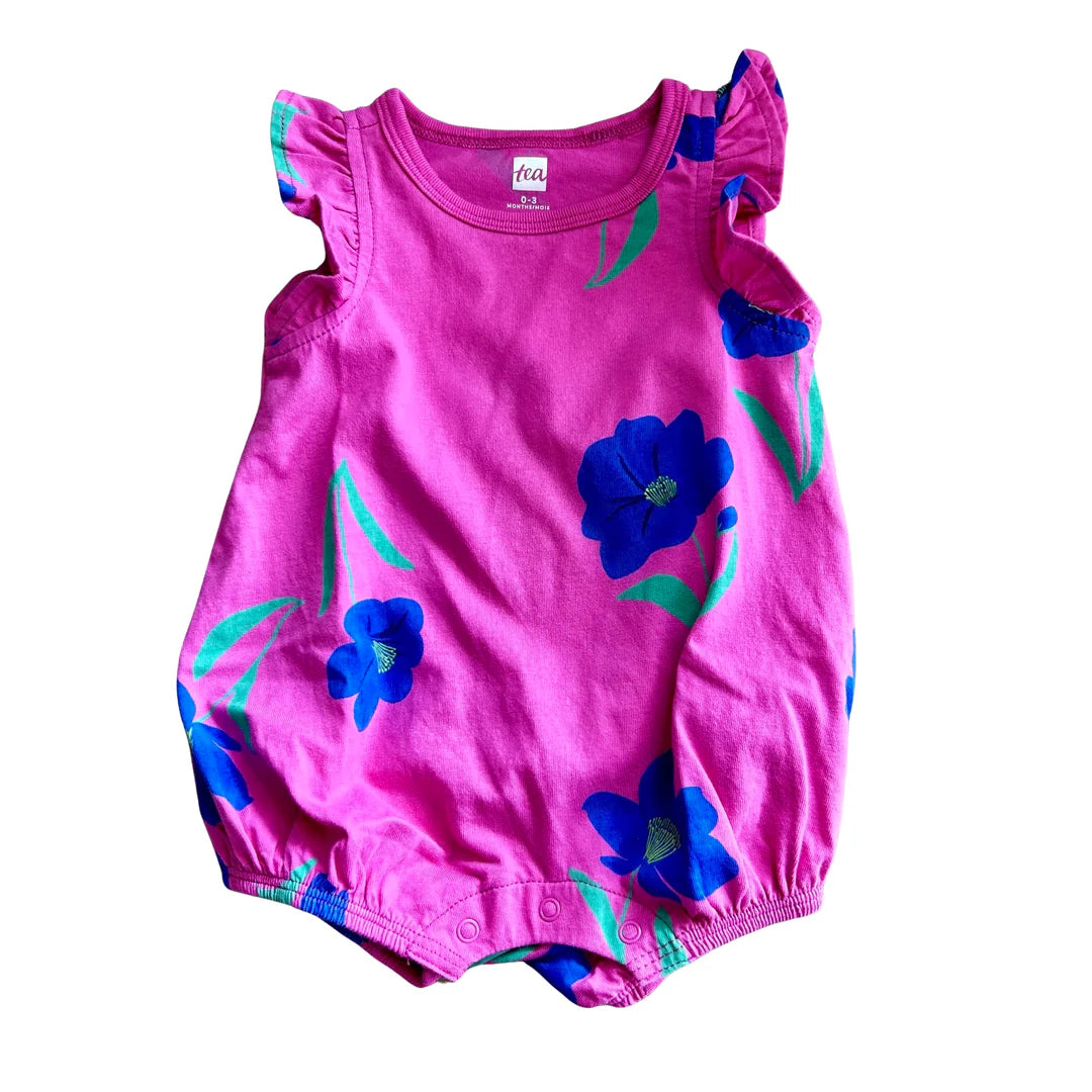 Flutter Baby Romper, Painted Cosmo Floral
