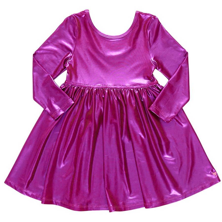 Pink Chicken Lame Steph Dress, Red/Pink Shimmer |Mockingbird Baby & Kids