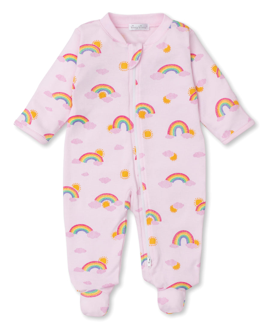 Kissy Kissy Sunshine & Rainbows Zippered Footie, Pink |Mockingbird Baby & Kids