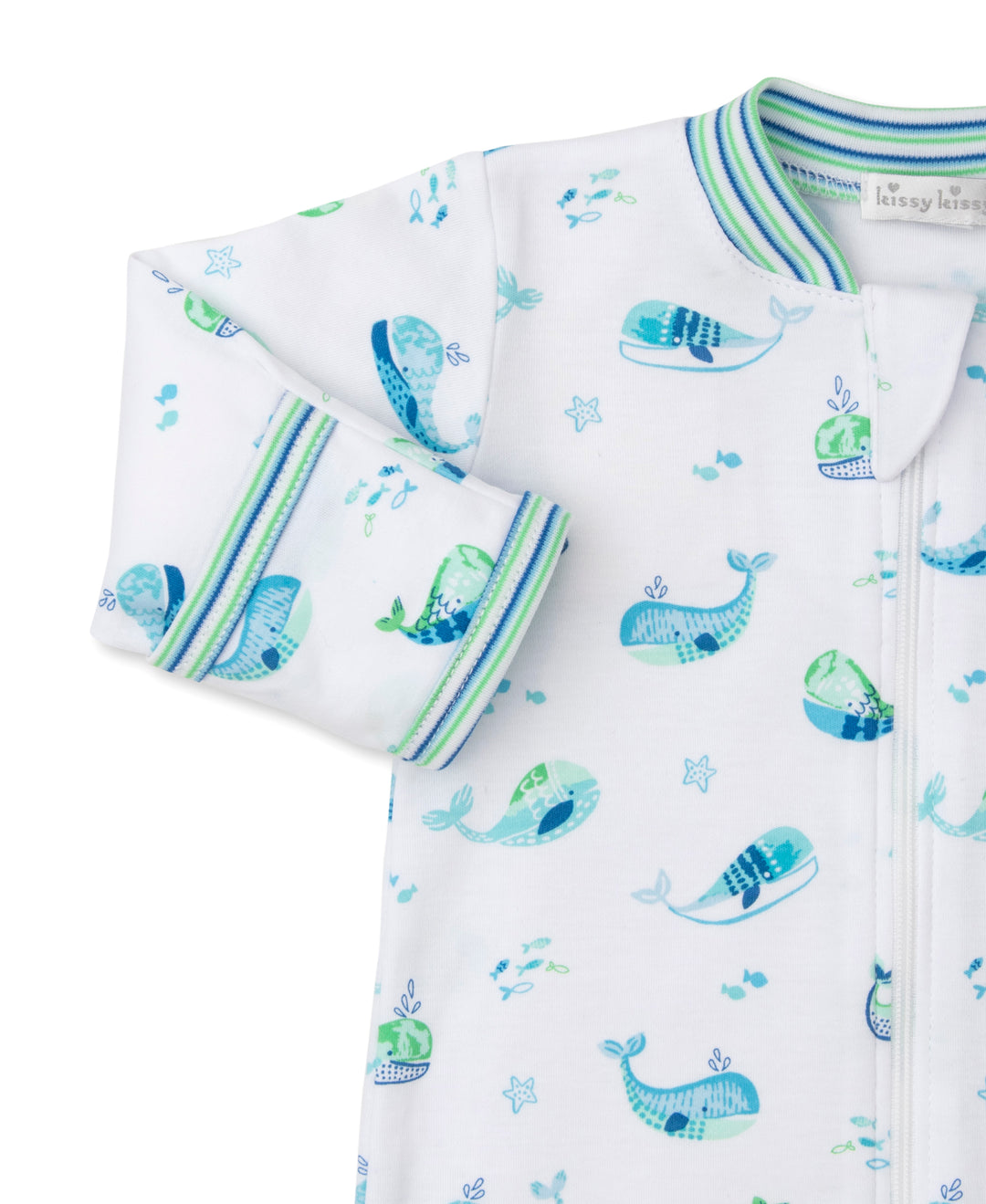 Watercolor Whales Zippered Footie