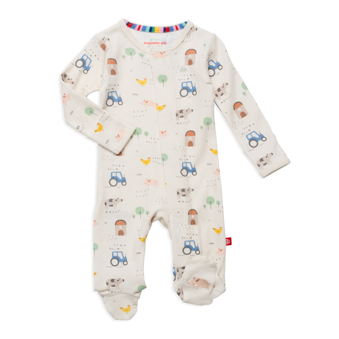 Pasture Bedtime Magnetic Footie, Ivory
