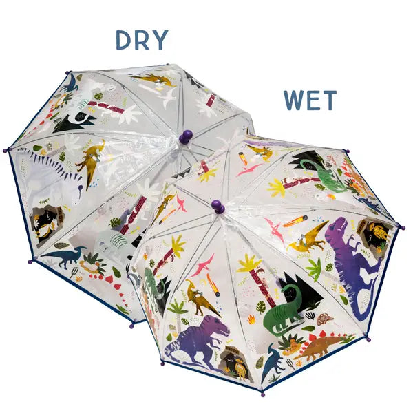 Floss & Rock Transparent Dino Color Changing Umbrella |Mockingbird Baby & Kids