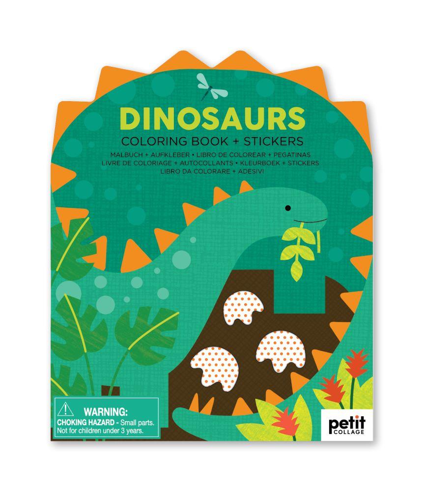 Petit Collage Dinosaur Coloring Book with Stickers |Mockingbird Baby & Kids