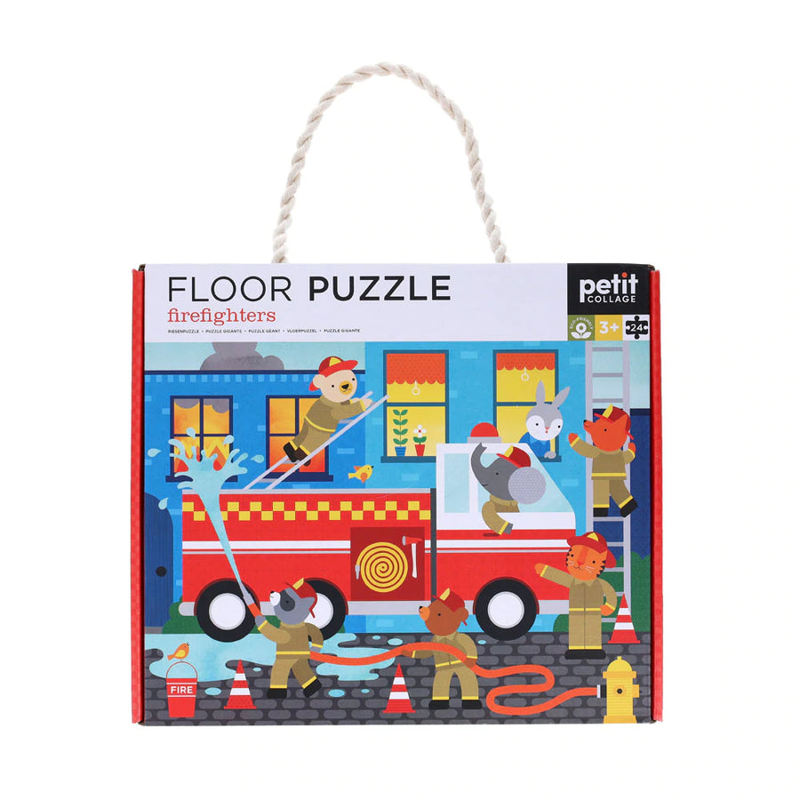 Petit Collage Firefighters Floor Puzzle, 24 Pieces |Mockingbird Baby & Kids