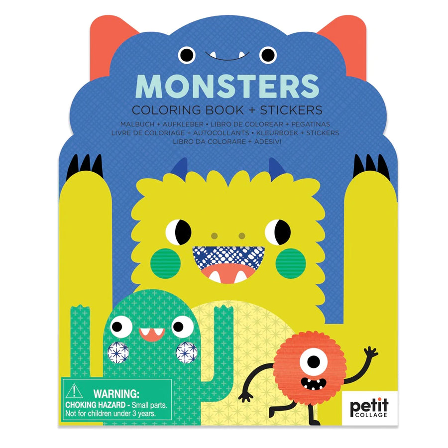 Petit Collage Monsters Coloring Book with Stickers |Mockingbird Baby & Kids