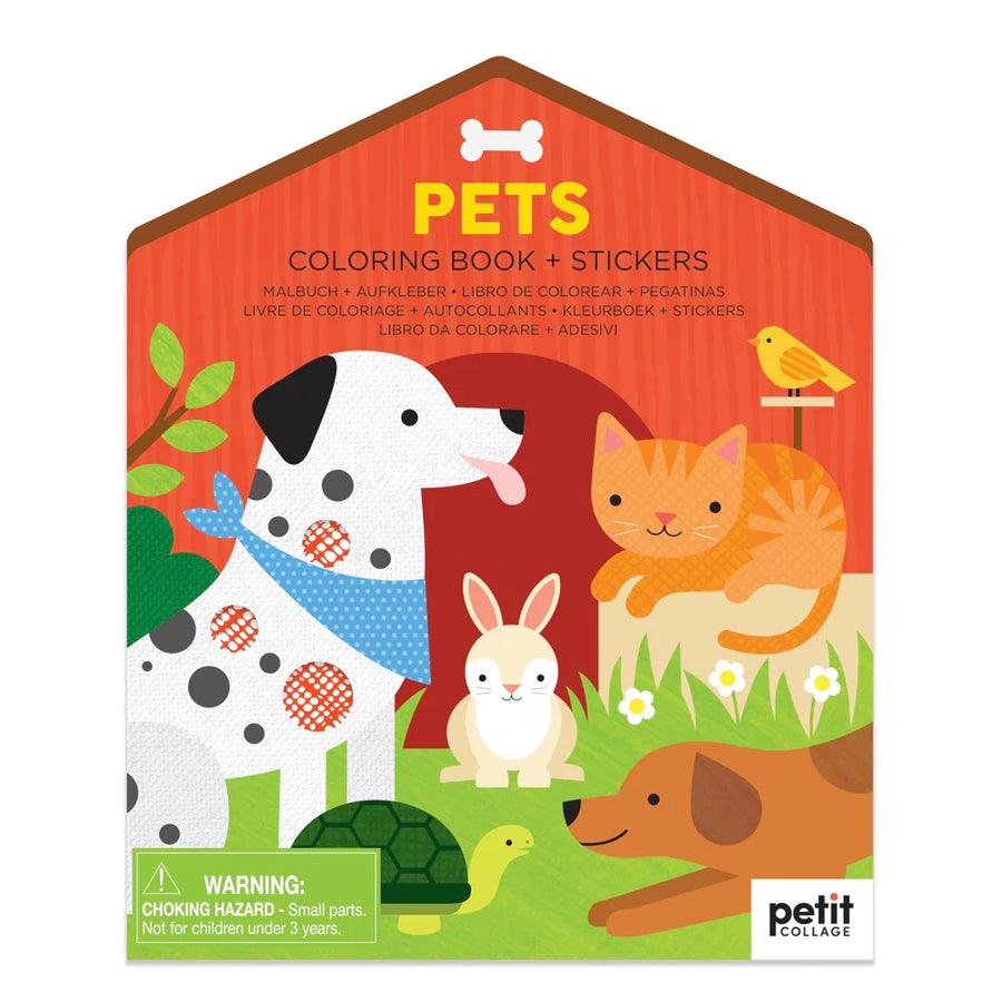 Petit Collage Pets Coloring Book with Stickers |Mockingbird Baby & Kids
