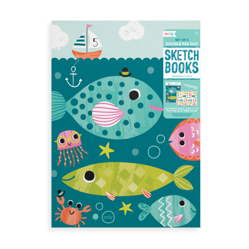 Ooly Doodle Pad Duo Sketchbooks: Friendly Fish |Mockingbird Baby & Kids