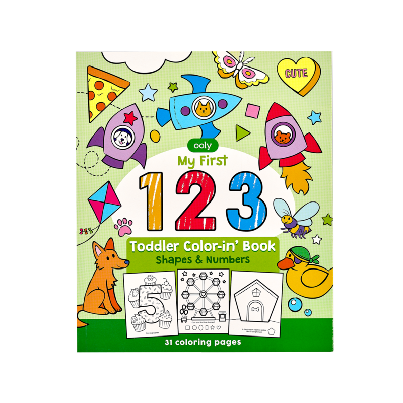 Ooly 123: Shapes & Numbers Toddler Color-In' Book |Mockingbird Baby & Kids