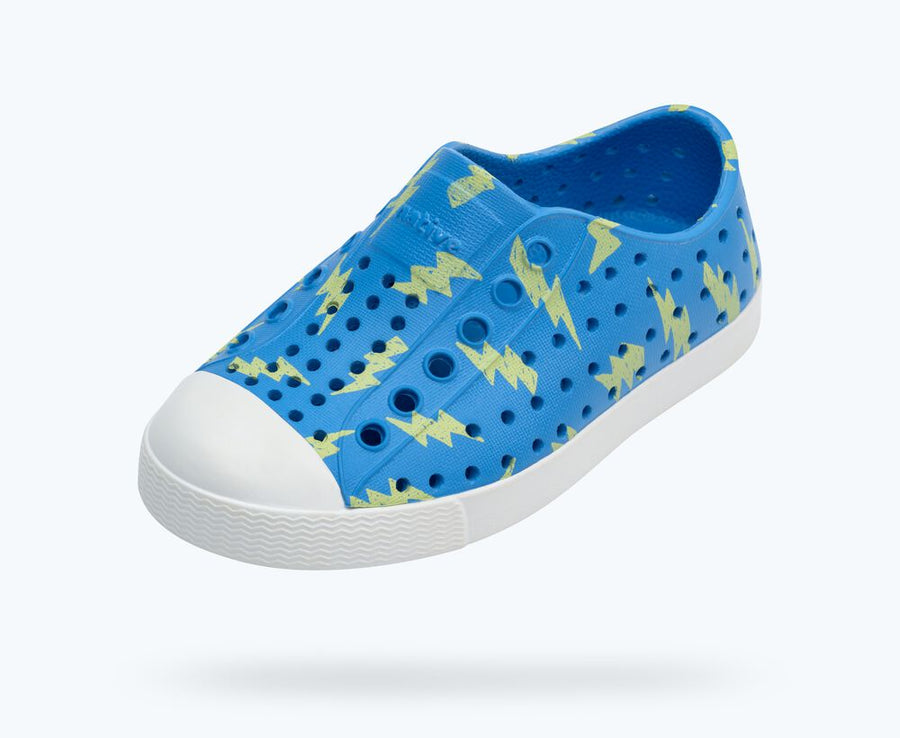 Native Shoes Jefferson Sugarlite™ Print Slip-Ons, Resting Blue/ Shell White/ Celery Lightning |Mockingbird Baby & Kids