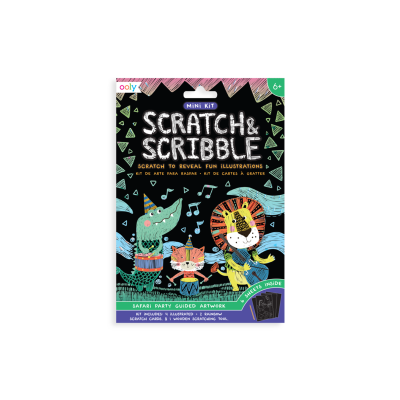 Ooly Mini Scratch & Scribble Art Kit, Safari Party |Mockingbird Baby & Kids