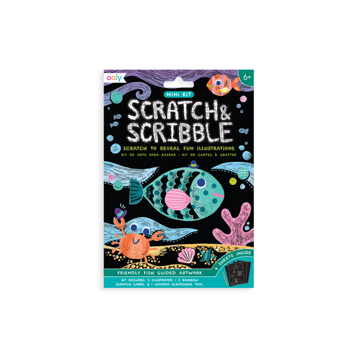 Ooly Mini Scratch & Scribble Art Kit, Friendly Fish |Mockingbird Baby & Kids