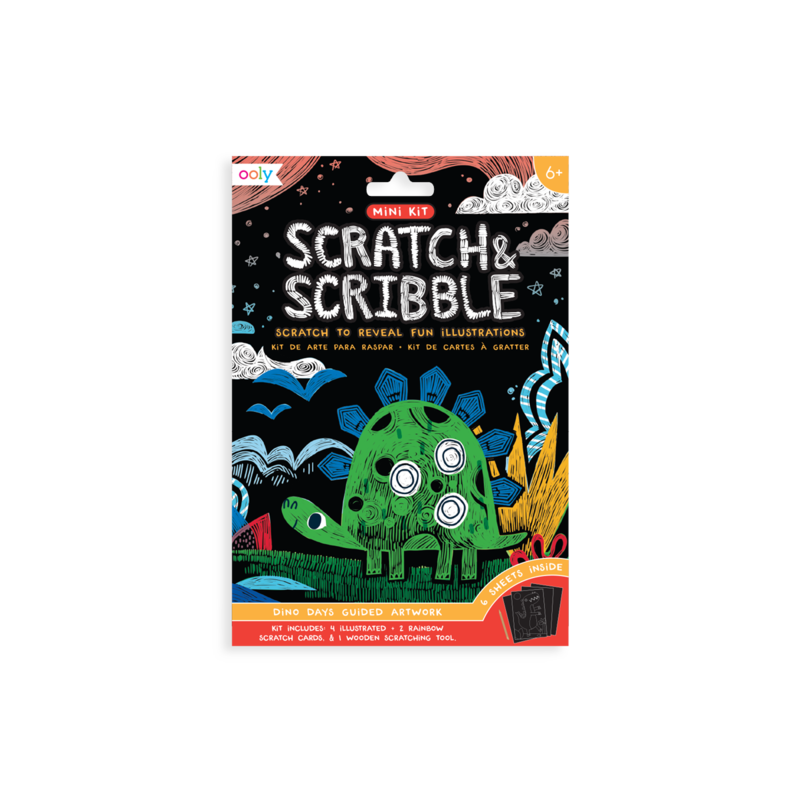 Ooly Mini Scratch & Scribble Art Kit, Dino |Mockingbird Baby & Kids