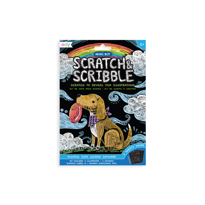 Ooly Mini Scratch & Scribble Art Kit, Playful Pups |Mockingbird Baby & Kids