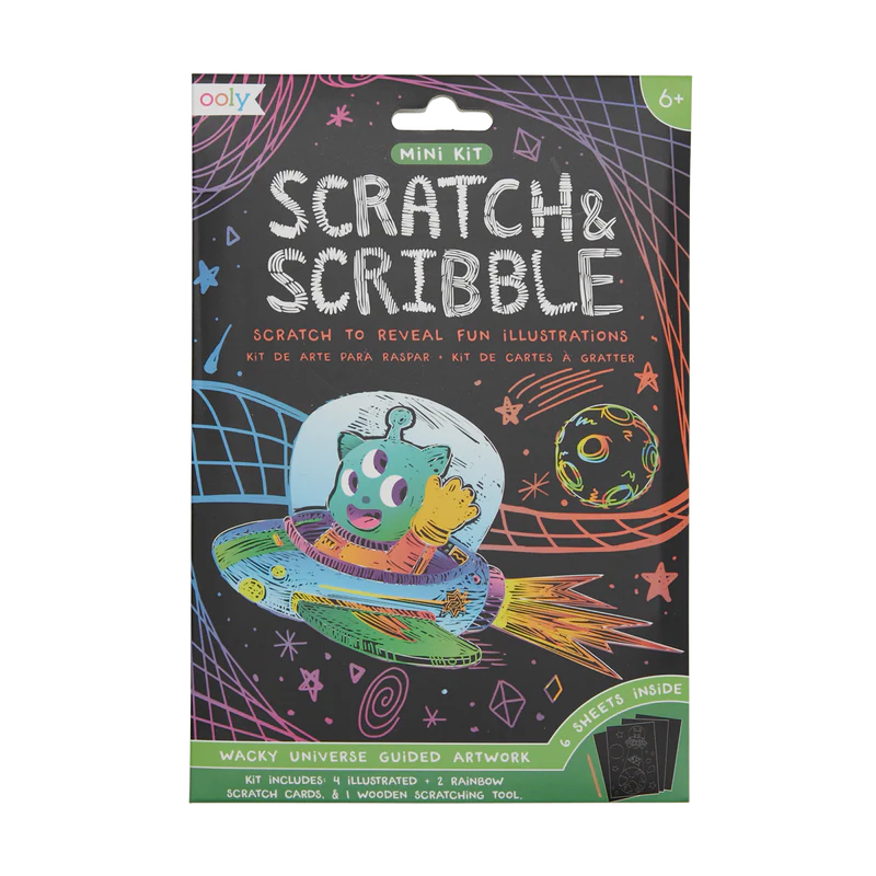 Ooly Mini Scratch & Scribble Art Kit, Wacky Universe |Mockingbird Baby & Kids