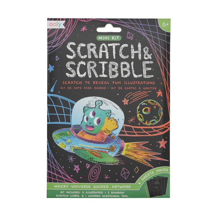Ooly Mini Scratch & Scribble Art Kit, Wacky Universe |Mockingbird Baby & Kids