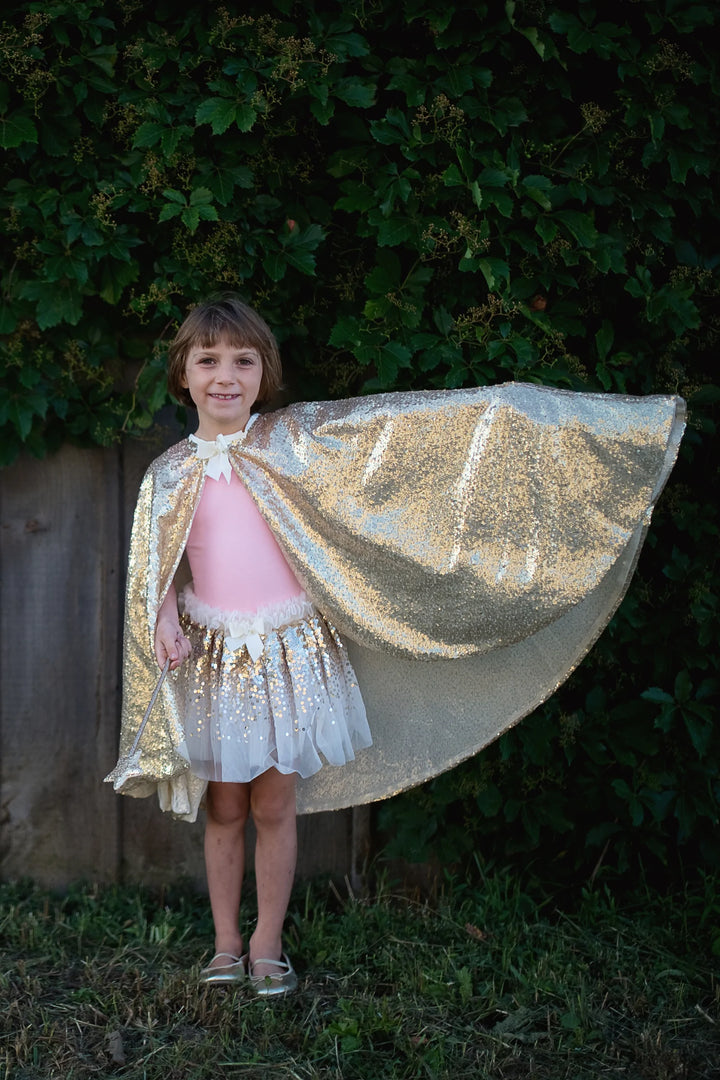 Great Pretenders Gracious Gold Sequins Cape, 5-6Y |Mockingbird Baby & Kids