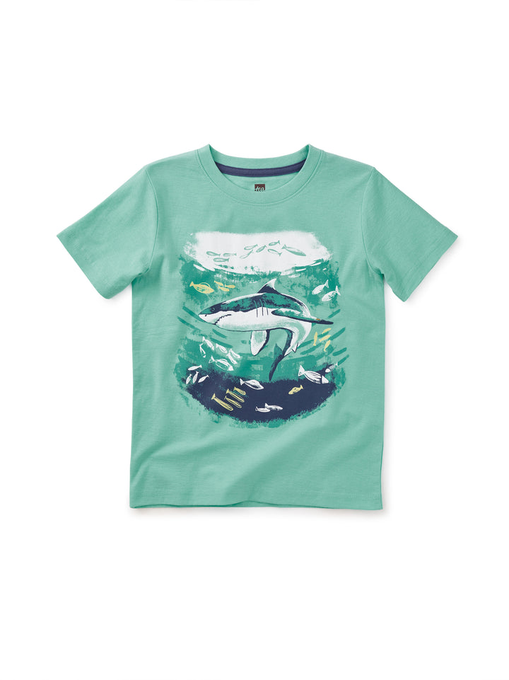 Tea Collection Shark Scenic Graphic Tee, Cascade |Mockingbird Baby & Kids