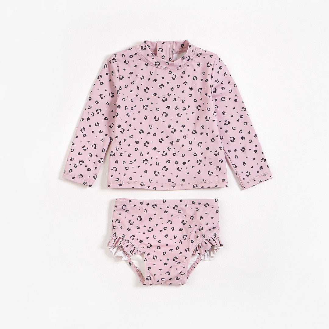 Petit Lem Rashguard Bikini Set, Purple Cheetah |Mockingbird Baby & Kids