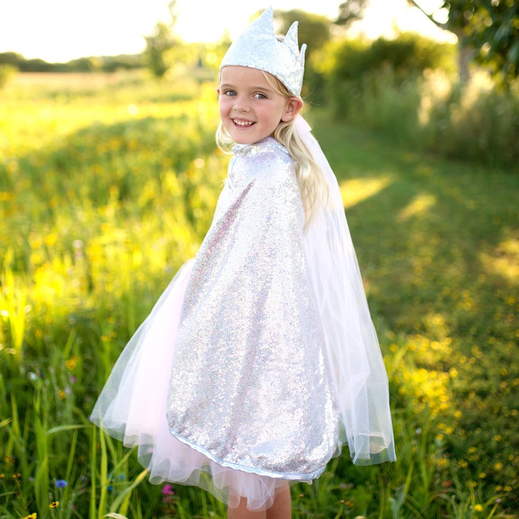 Great Pretenders Princess Silver Sequins Reversible Cape |Mockingbird Baby & Kids