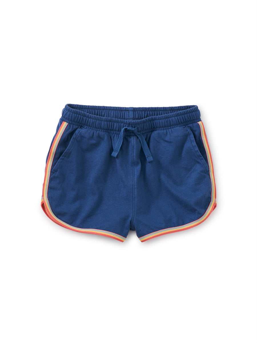 Tea Collection Rainbow Binding Track Shorts, Cobalt |Mockingbird Baby & Kids