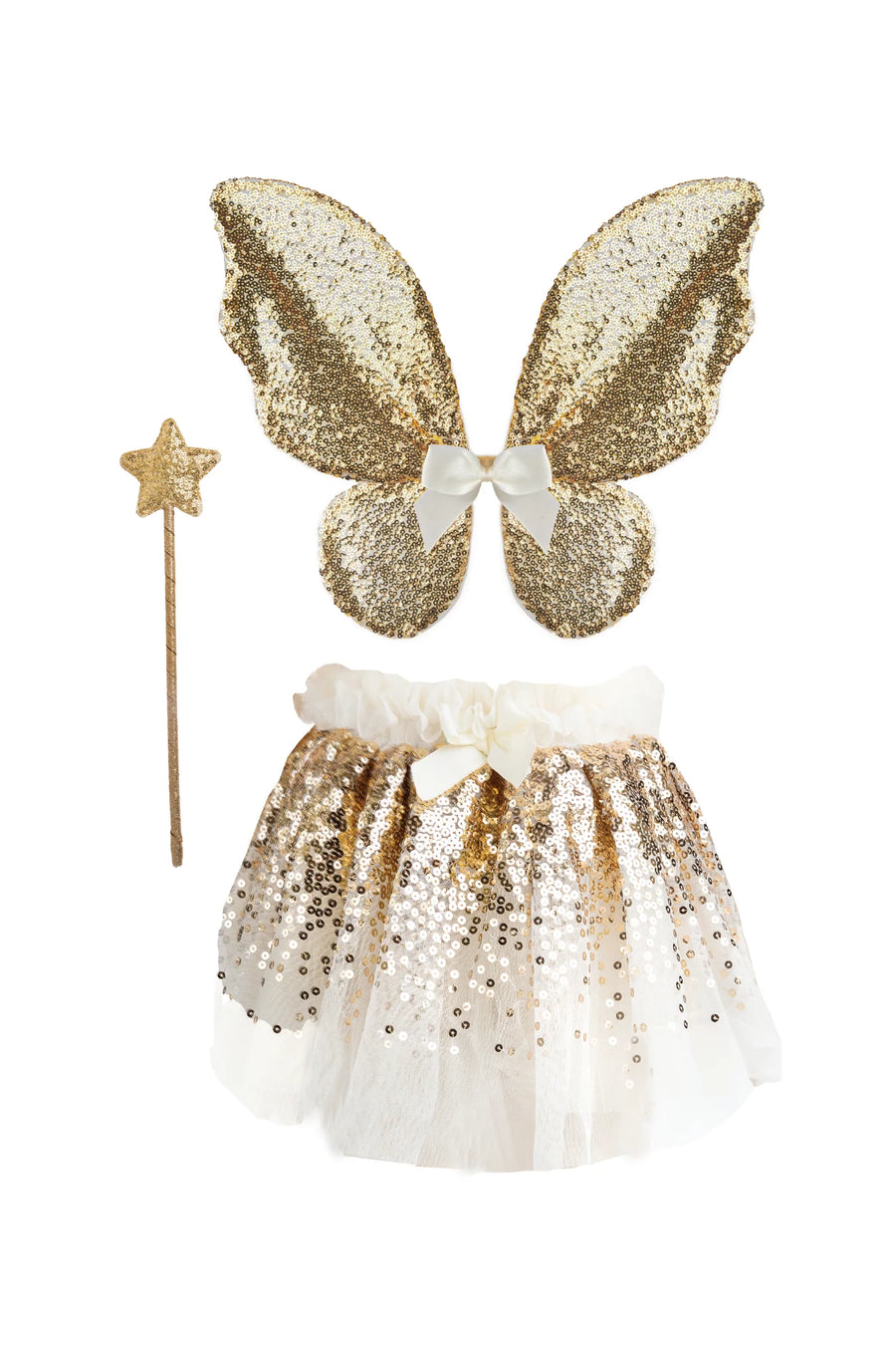 Great Pretenders Gracious Gold Sequins Set - Skirt, Wand and Wings |Mockingbird Baby & Kids