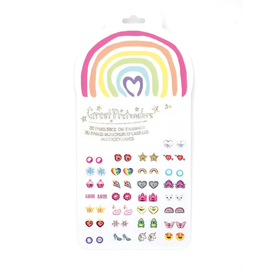 Great Pretenders Rainbow Love Stick On Earrings |Mockingbird Baby & Kids