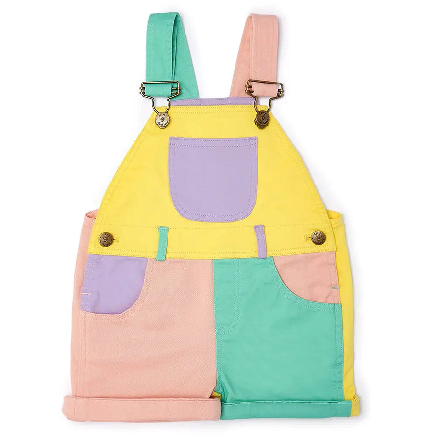 Dotty Dungarees Pastel Colorblock Overall Shorts |Mockingbird Baby & Kids