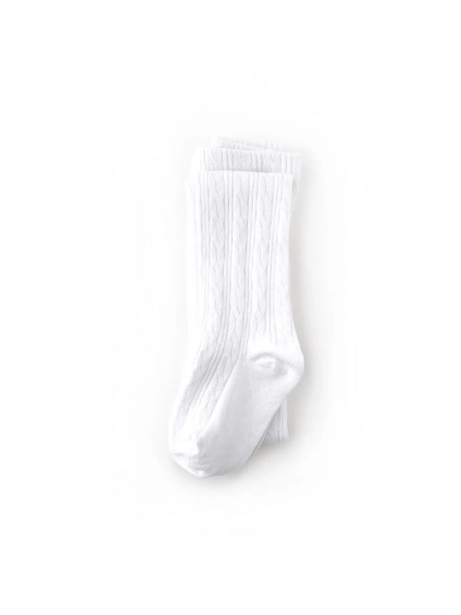 Little Stocking Company White Cable Knit Tights |Mockingbird Baby & Kids