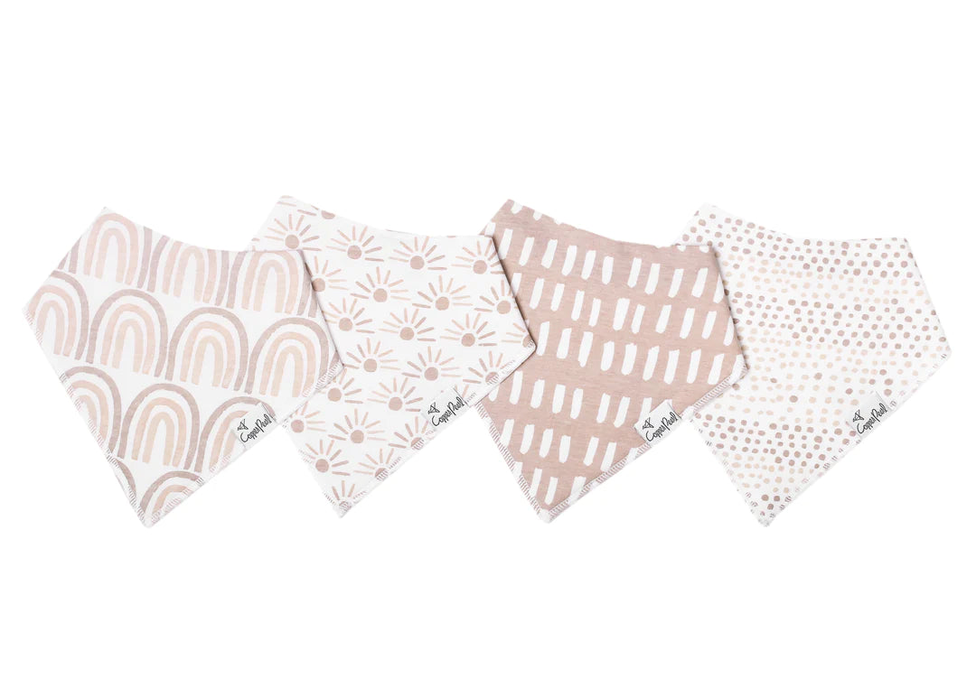 Copper Pearl Bliss Baby Bandana Bib Set (4-Pack) |Mockingbird Baby & Kids