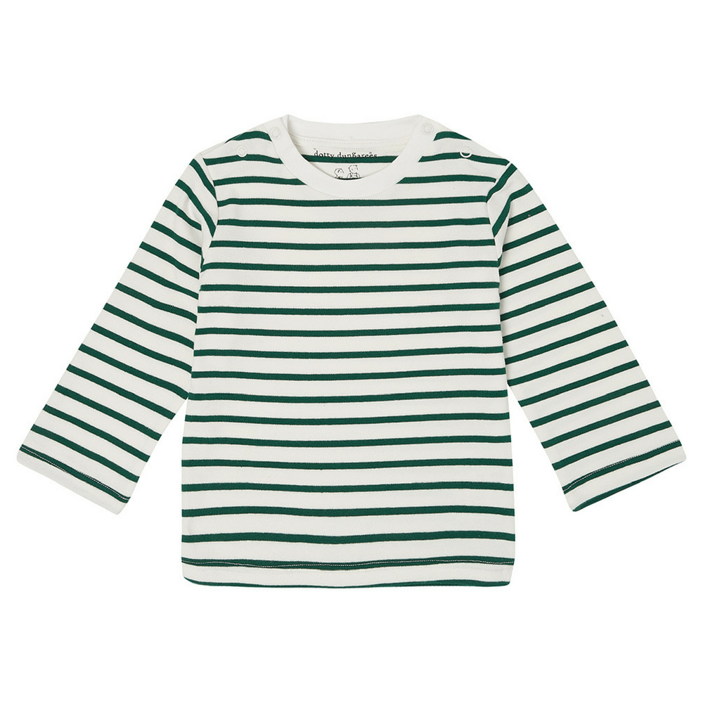 Dotty Dungarees Green Breton Stripe Top |Mockingbird Baby & Kids