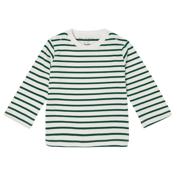 Dotty Dungarees Green Breton Stripe Top |Mockingbird Baby & Kids