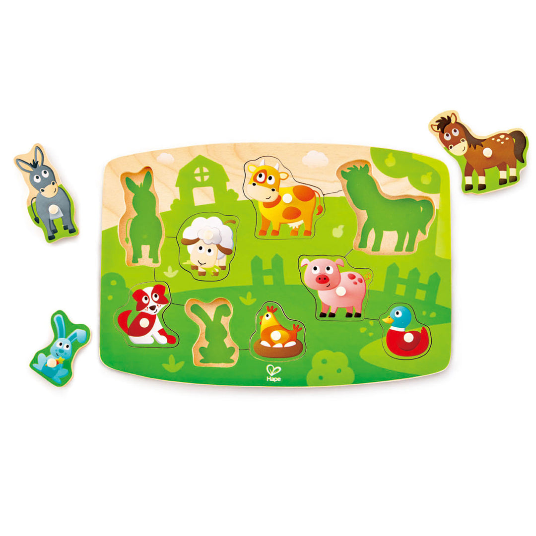 Hape Toys Farmyard Peg Puzzle |Mockingbird Baby & Kids