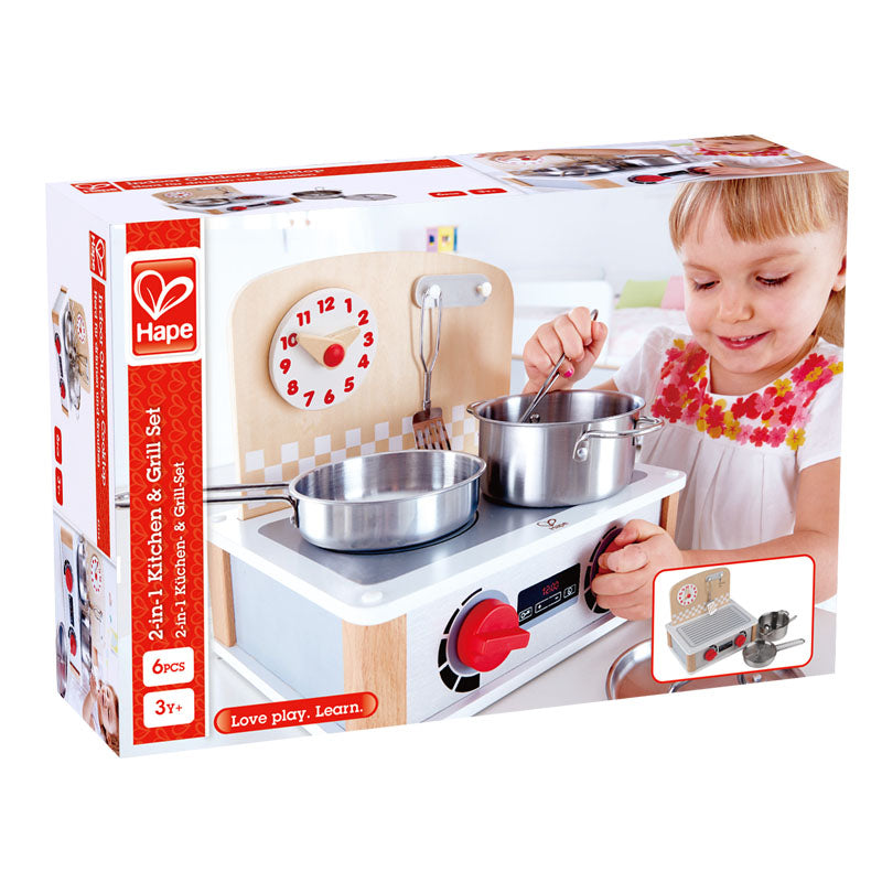 Hape Toys 2-in-1 Kitchen & Grill Set |Mockingbird Baby & Kids