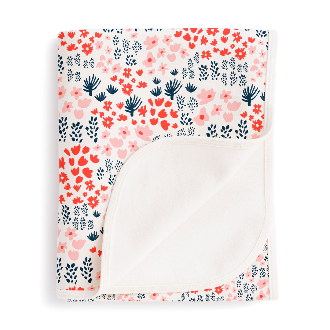 Winter Water Factory French Terry Blanket, Meadow in Red, Pink and Navy |Mockingbird Baby & Kids
