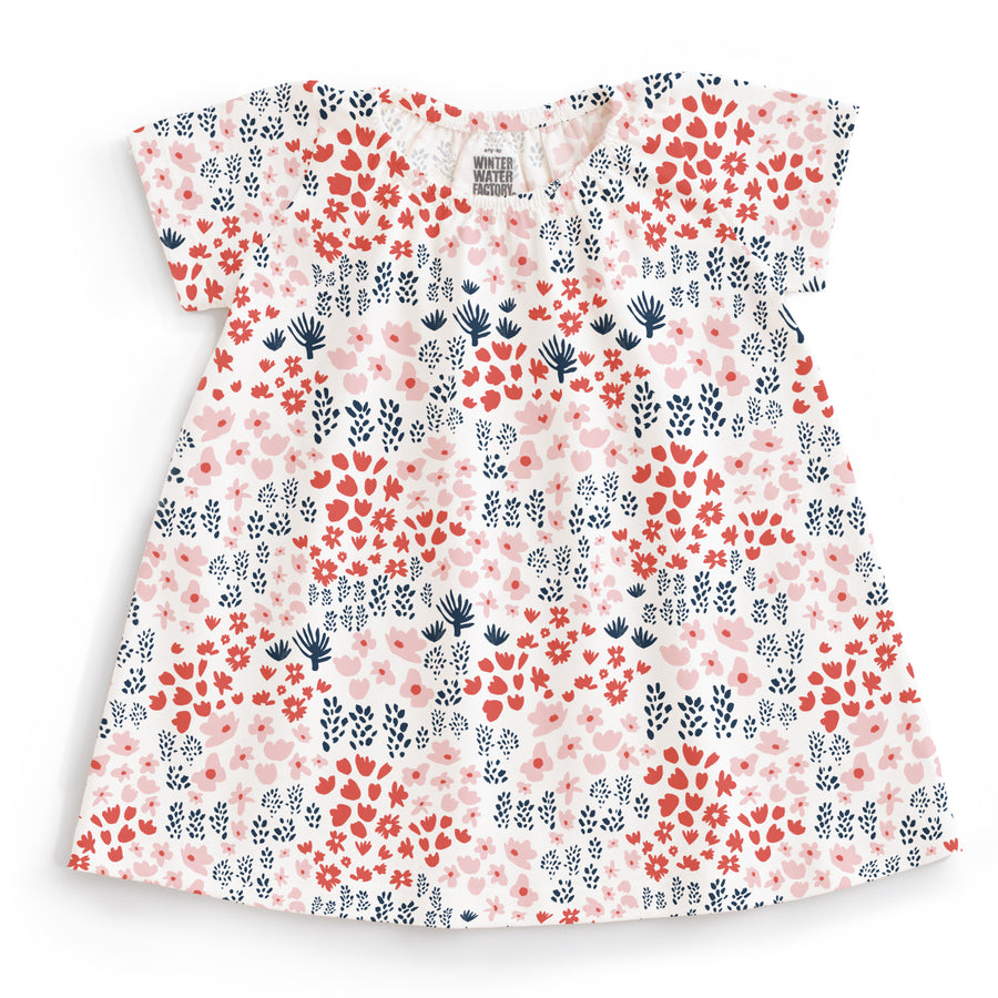 Winter Water Factory Lily Baby Dress, Meadow in Red, Navy & Pink |Mockingbird Baby & Kids