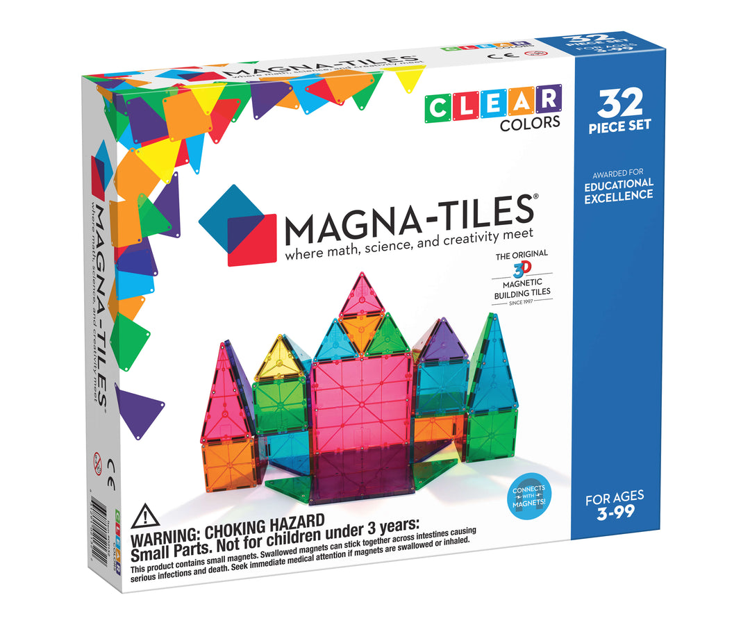 Magnatiles Magna-Tiles® Clear Colors 32-Piece Set |Mockingbird Baby & Kids