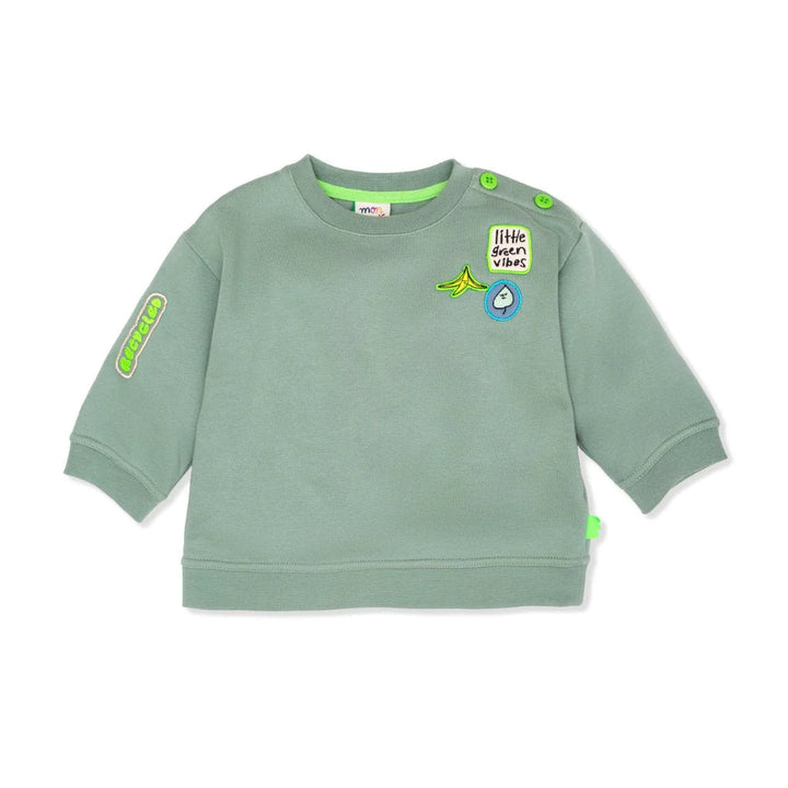 Mon Coeur Patches Sweatshirt, Dried Sage |Mockingbird Baby & Kids