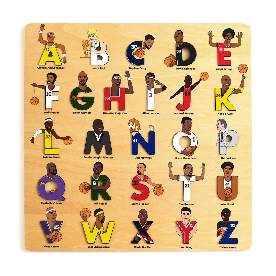 Alphabet Legends Basketball Legends Wooden Alphabet Puzzle |Mockingbird Baby & Kids