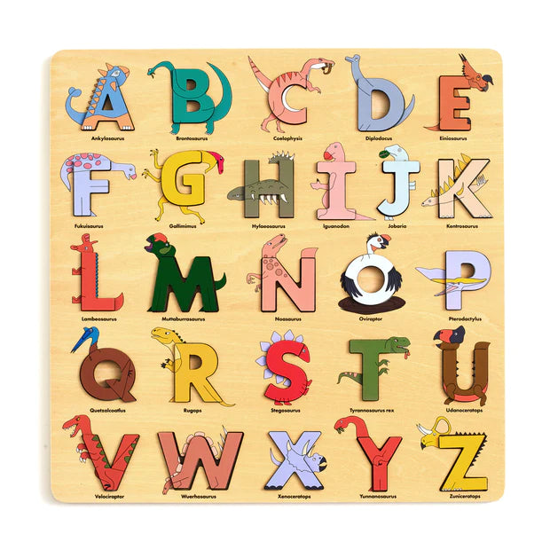 Alphabet Legends Dino Wooden Alphabet Puzzle |Mockingbird Baby & Kids