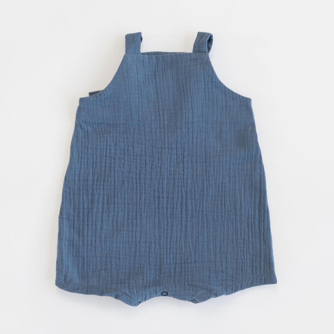 Thimble Collection Knotted Shortall in Ocean Gauze |Mockingbird Baby & Kids