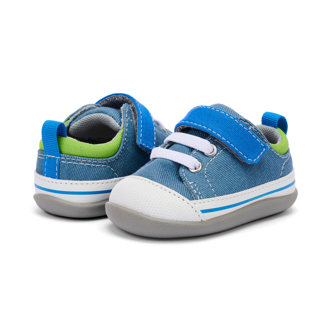 See Kai Run Stevie II First Walker Sneaker, Light Blue Denim |Mockingbird Baby & Kids