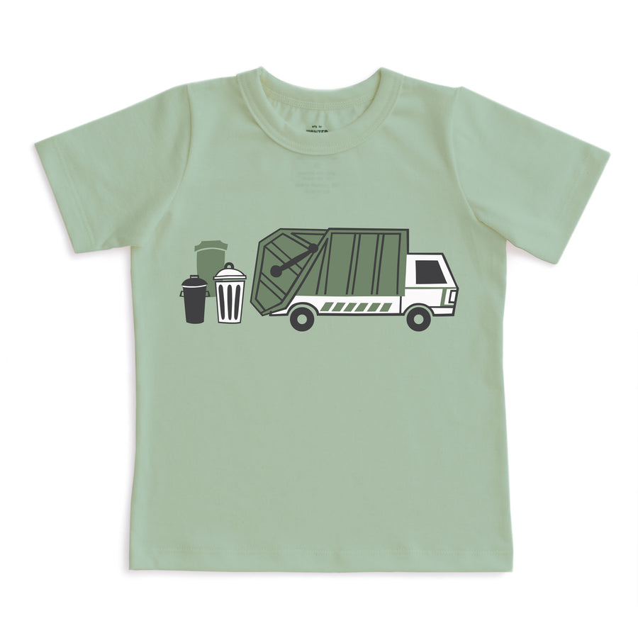 Winter Water Factory Short Sleeve Tee, Garbage Truck in Meadow Green |Mockingbird Baby & Kids