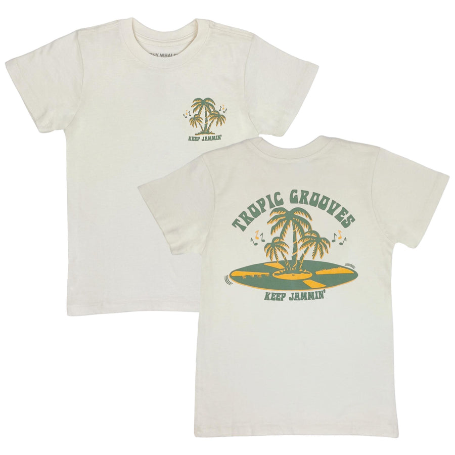 Tiny Whales Tropic Grooves Tee, Natural |Mockingbird Baby & Kids